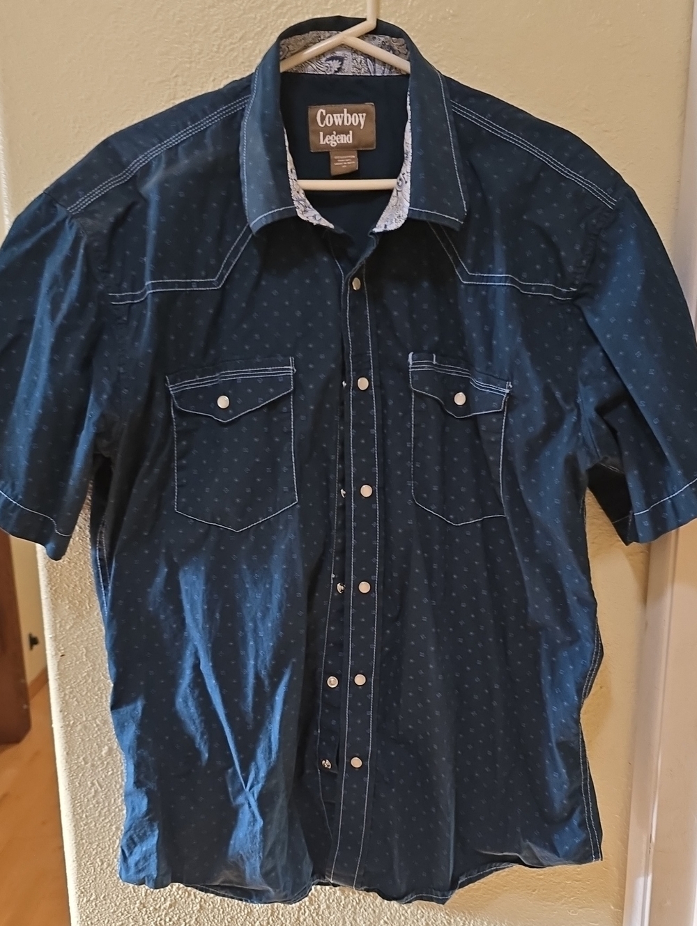 Cowboy Legend Men’s Short-Sleeve Navy Western Shirt
